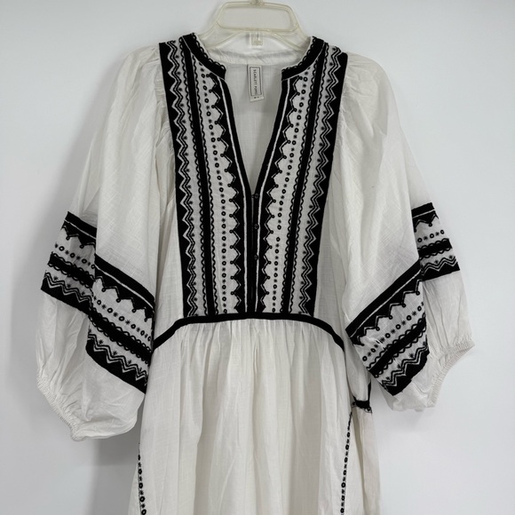 Scarlett Poppies Cotton White Black Dress A little Extra Size M/ L embroidered - Picture 7 of 12
